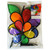 14" wide Double Rainbow Flower with Leaves Ground Stake Wind Spinner, ITB-2654