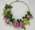 Artificial 15” Lavender-Pink ROSE & Hydrangea Gold Ring WREATH, Home Decor