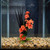 11" BLACK Vanilla SWORD Grass & ORANGE flower Combo 837A, Stone base, Realistic Artificial Aquarium Soft Silk & plastic plant, Lower Forty Farm unique Halloween combination arrangement