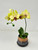 14" Potted Yellow PHALAENOPSIS ORCHID faux Silk flower plant in copper metal pot, handmade original by filled artificial planter by Lower Forty Farm, OOAK unique gift, home office decor