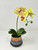 14" Potted Yellow PHALAENOPSIS ORCHID faux Silk flower plant in copper metal pot, handmade original by filled artificial planter by Lower Forty Farm, OOAK unique gift, home office decor