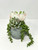 7" Artificial White Succulent Garden #9 mixed arrangement, 4" Teal-cream planter, handmade original filled artificial planter by Lower Forty Farm, OOAK unique gift, home office decor