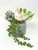 7" Artificial White Succulent Garden #9 mixed arrangement, 4" Teal-cream planter, handmade original filled artificial planter by Lower Forty Farm, OOAK unique gift, home office decor