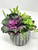 7.5" Artificial Purple & Green mixed  Succulent Garden #14, 5" Gray Ceramic Planter, handmade original filled artificial planter by Lower Forty Farm, OOAK unique gift, home office decor