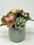 7" Artificial Soft Curly Echeveria Cabbage Succulent Garden #15 mixed arrangement, 4" Teal-cream planter, handmade original filled planter by Lower Forty Farm, unique gift, home office decor