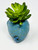 3.5" Potted Blue Monster MURPHY Blob House Mini pot WITH faux PLANT as shown, handmade original filled artificial planter by Lower Forty Farm, OOAK unique gift, home office decor