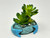 3.5" Potted Blue KRUSTY CRAB Blob House Mini pot WITH faux Succulent plant as shown, handmade original filled artificial planter by Lower Forty Farm, OOAK unique gift, home office decor