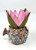 4" POTTED Coral Sushi BLOW FISH Blob House Mini pot WITH faux silk Pink Lily flower as shown, handmade original by filled artificial planter by Lower Forty Farm, OOAK unique gift, home office decor