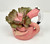 6" Potted Lg FLAMINGO Blob House pot with Artificial Pink Curly Echeveria Cabbage Succulent, handmade original filled planter by Lower Forty Farm, unique gift, home office decor