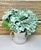 9" Small Artificial Blue-Green Turquoise HYDRANGEA faux Silk flowers in White 2-handle Ceramic Pot, handmade original by filled artificial planter by Lower Forty Farm, OOAK unique gift, home office decor