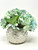 Mini 5.5" Artificial BLUE-GREEN HYDRANGEA faux Silk flower potted in Cream Dot Ceramic Pot, handmade original by filled artificial planter by Lower Forty Farm, OOAK unique gift, home office decor