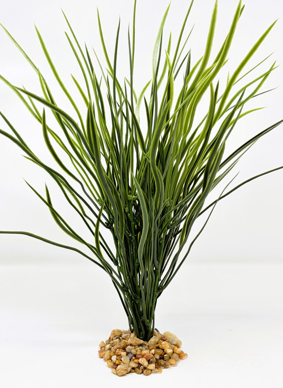 14 in. MD Thick 6-stem Dark Green Willow BUSH Standing Plastic Wireless Plant, Stone Base, Lower Forty Farm, unique handmade realistic natural-looking artificial aquarium plant