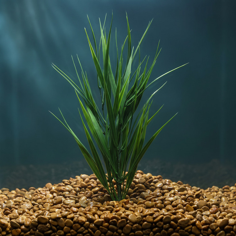 15" Medium WILD GRASS 3-stem Soft Plastic Plant, Stone Base, Lower Forty Farm, unique handmade realistic natural-looking