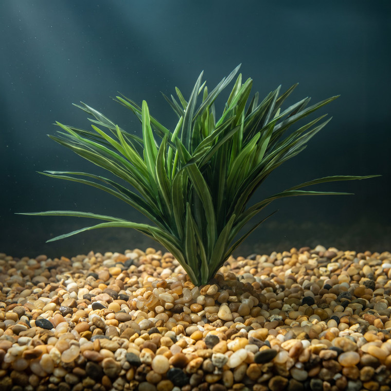 8" Large DARK Green-Striped DRAGON  Dracaena, Very soft silk Goldfish & Betta-safe plant, stone base, Lower Forty Farm a