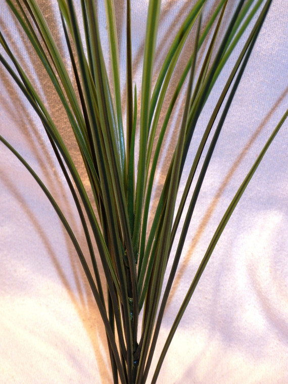 13” (1-stem) Two-tone GREEN SPIKE Weed Grass Plastic Plant w/ Stone Base