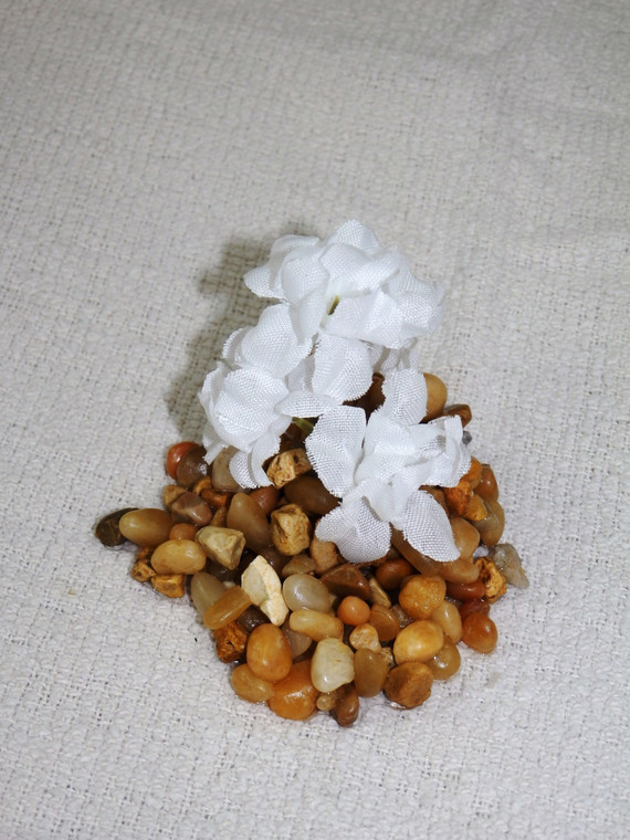 1" tall MINI White silk FLOWER Betta Bowl plant, Stone Base