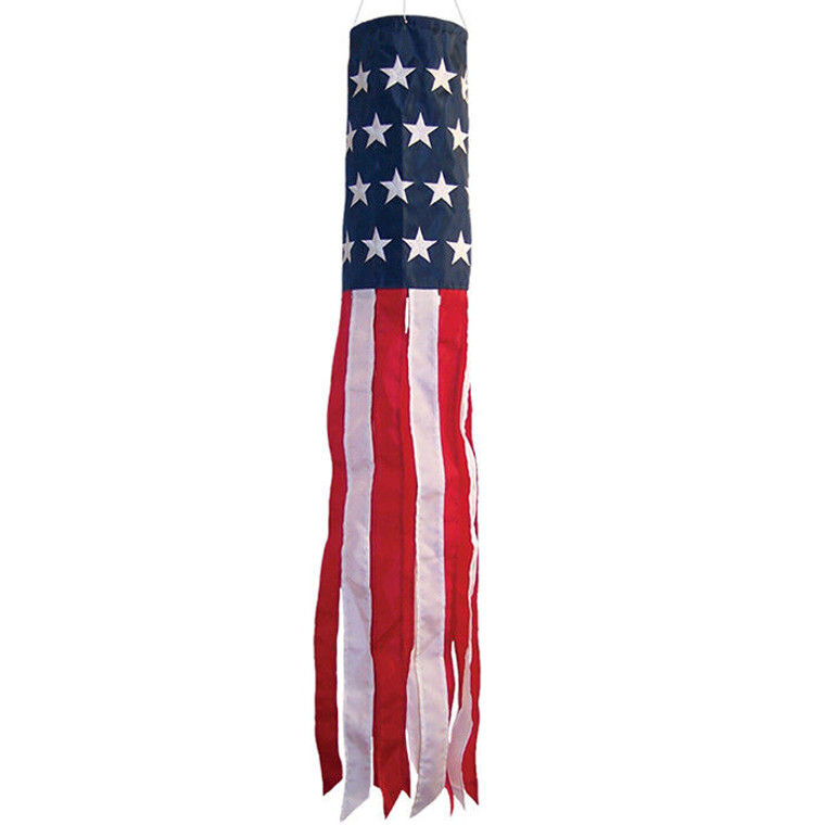 40” Large Patriot STARS & STRIPES Embroidered WINDSOCK garden décor, ITB-4112