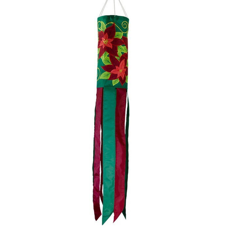 40"L Large Christmas POINSETTIA WINDSOCK garden décor, In the Breeze ITB-5027