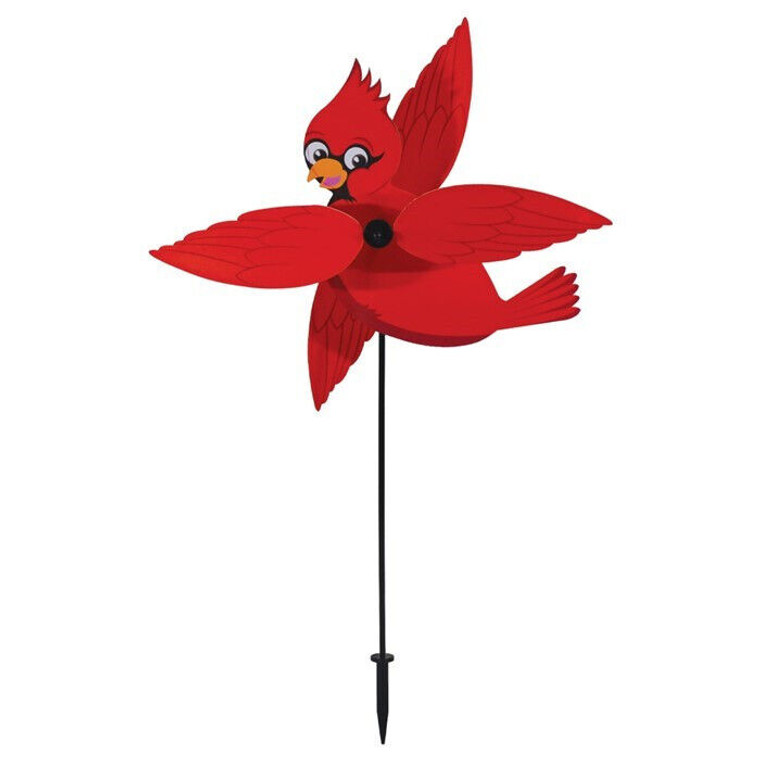 16"w BABY CARDINAL Bird WhirliGig Ground Wind SPINNER garden décor, ITB-2560