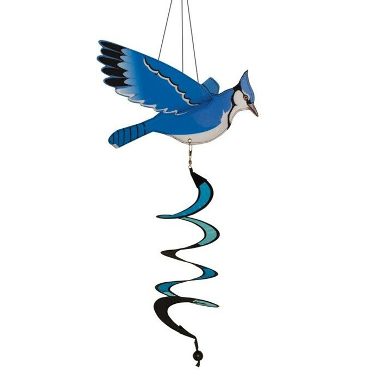 24”L BLUE JAY Bird theme hanging WIND TWISTER garden décor ITB-4981