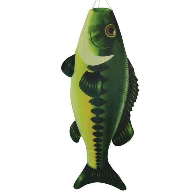 48" Green BASS fish windsock garden décor – In the Breeze ITB-5115 48" Green BASS fish windsock garden décor – In the Breeze ITB-5115
