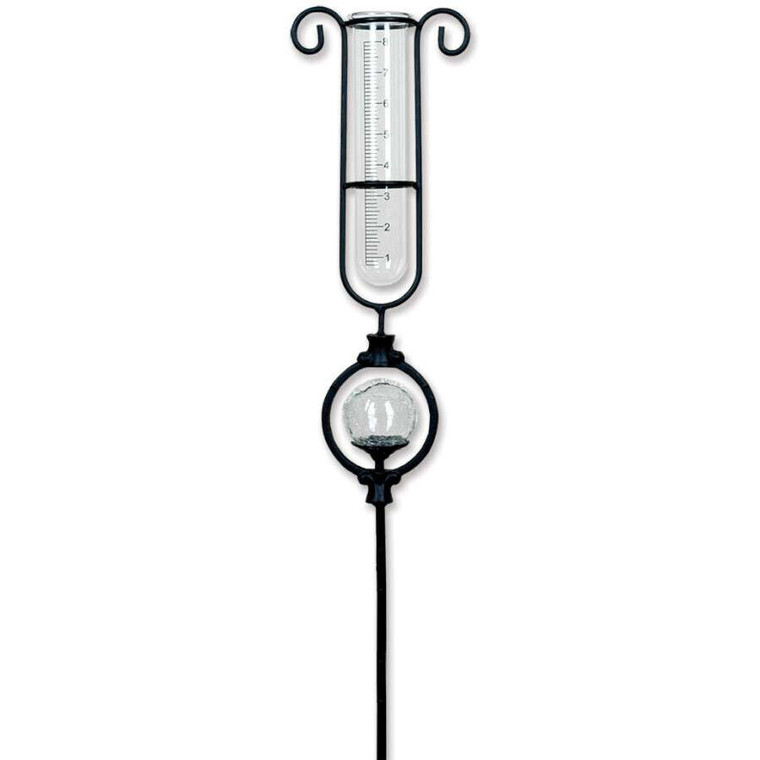 28" h  RAIN GAUGE & GLOBE (Non-solar) garden stake yard ornament, Premier 84007 28" h  RAIN GAUGE & GLOBE (Non-solar) garden stake yard ornament, Premier 84007