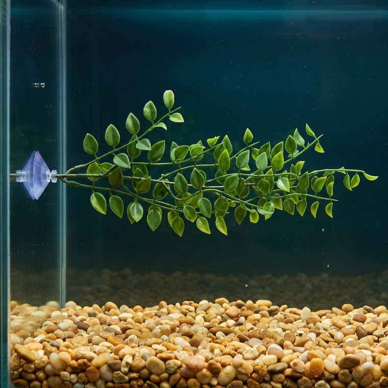 12" Floating Pea Leaf Betta Hammock soft plastic Plant, SUCTION CUP base, Lower Forty Farm artificial aquarium plant