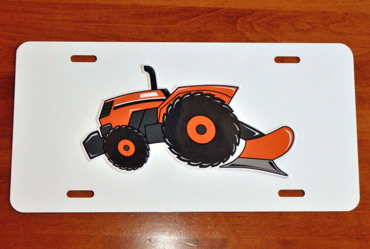 KUBOTA Tractor with plow LICENSE PLATE on BLACK or WHITE Aluminum Plate