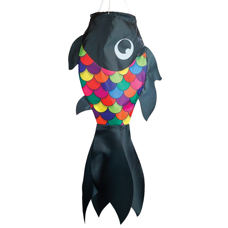 30" LG Black Rainbow Damsel Fish windsock, In the Breeze ITB-5225