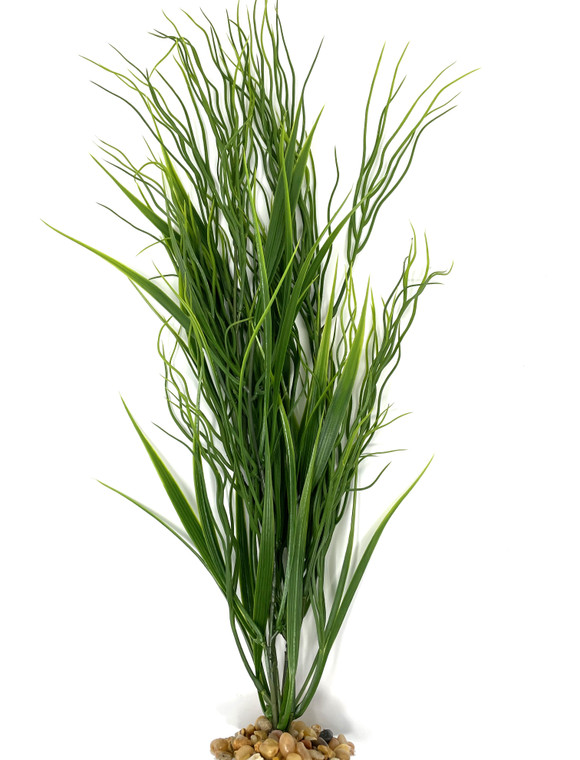 18" Medium MIXED Curly Sea Grass Willow & Wild Grass Plastic Plant, stone base 839