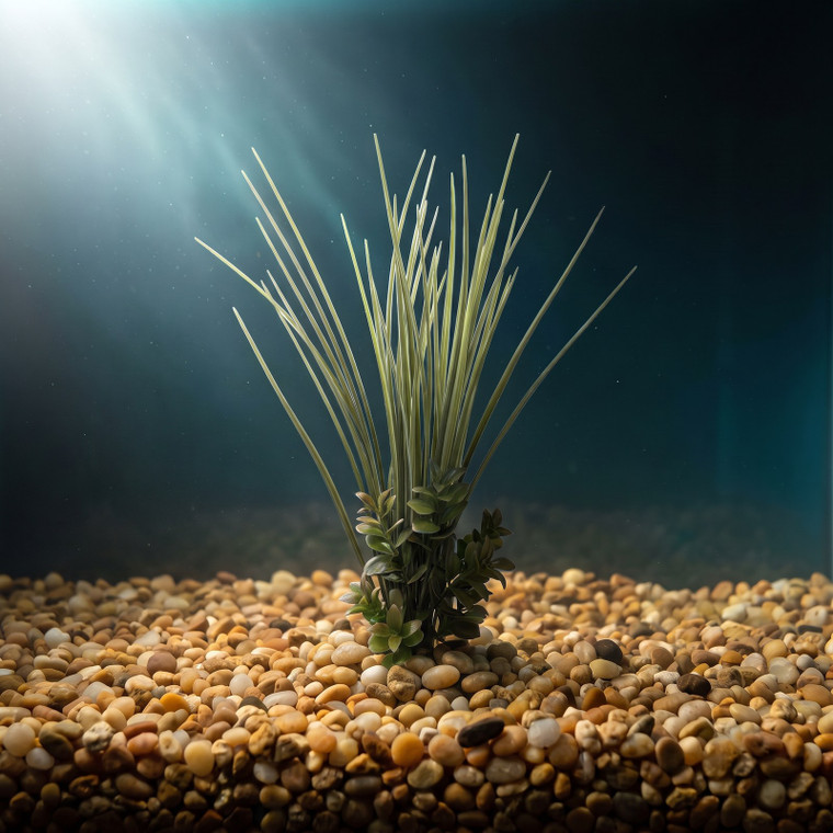 13" Olive Spike Weed & Brown Boxwood Mix Combo 818D, Stone base, Realistic Artificial Aquarium Soft plastic plant, Lower