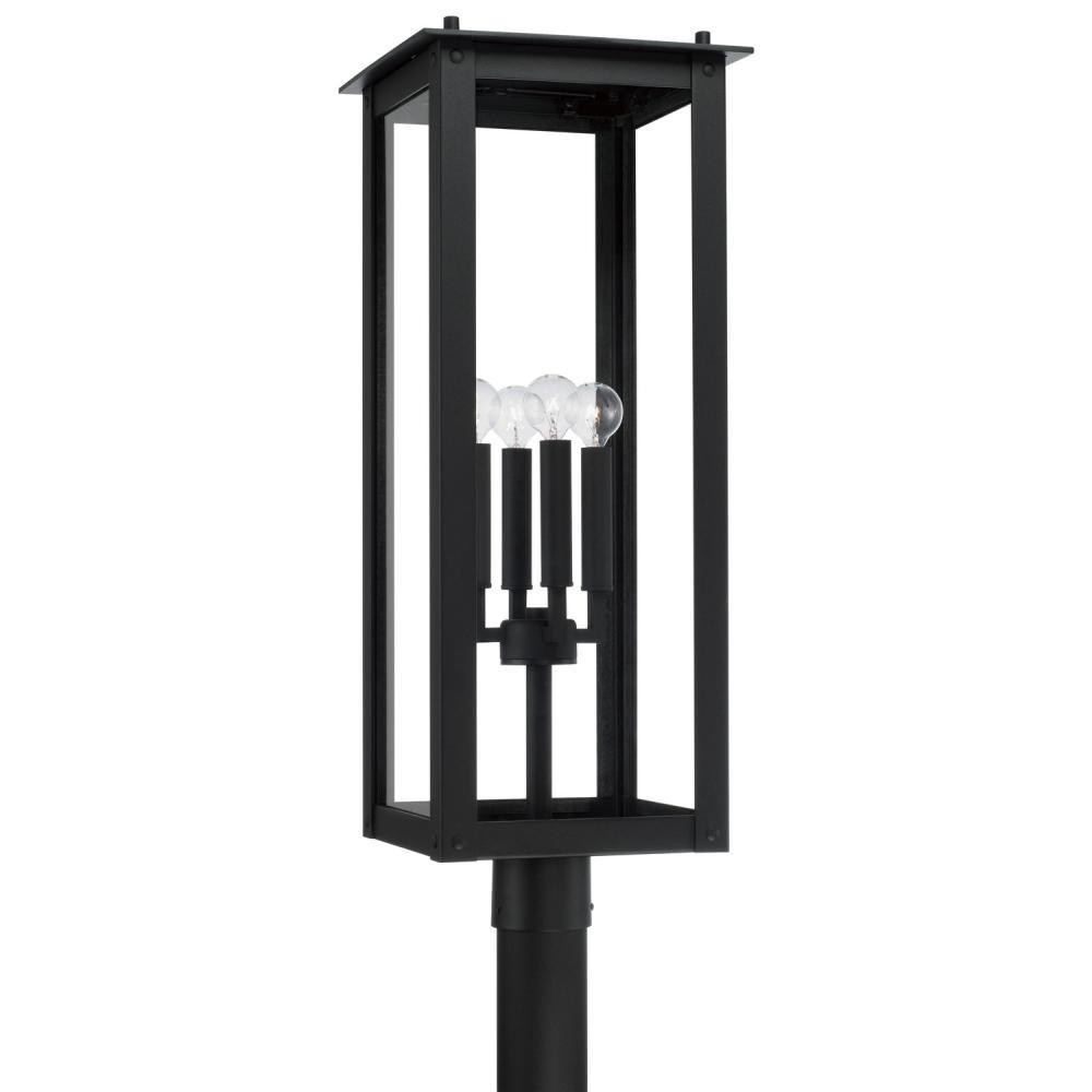 4Light Post Lantern in Black with Clear Glass, Capital 934643BK 9RYPV