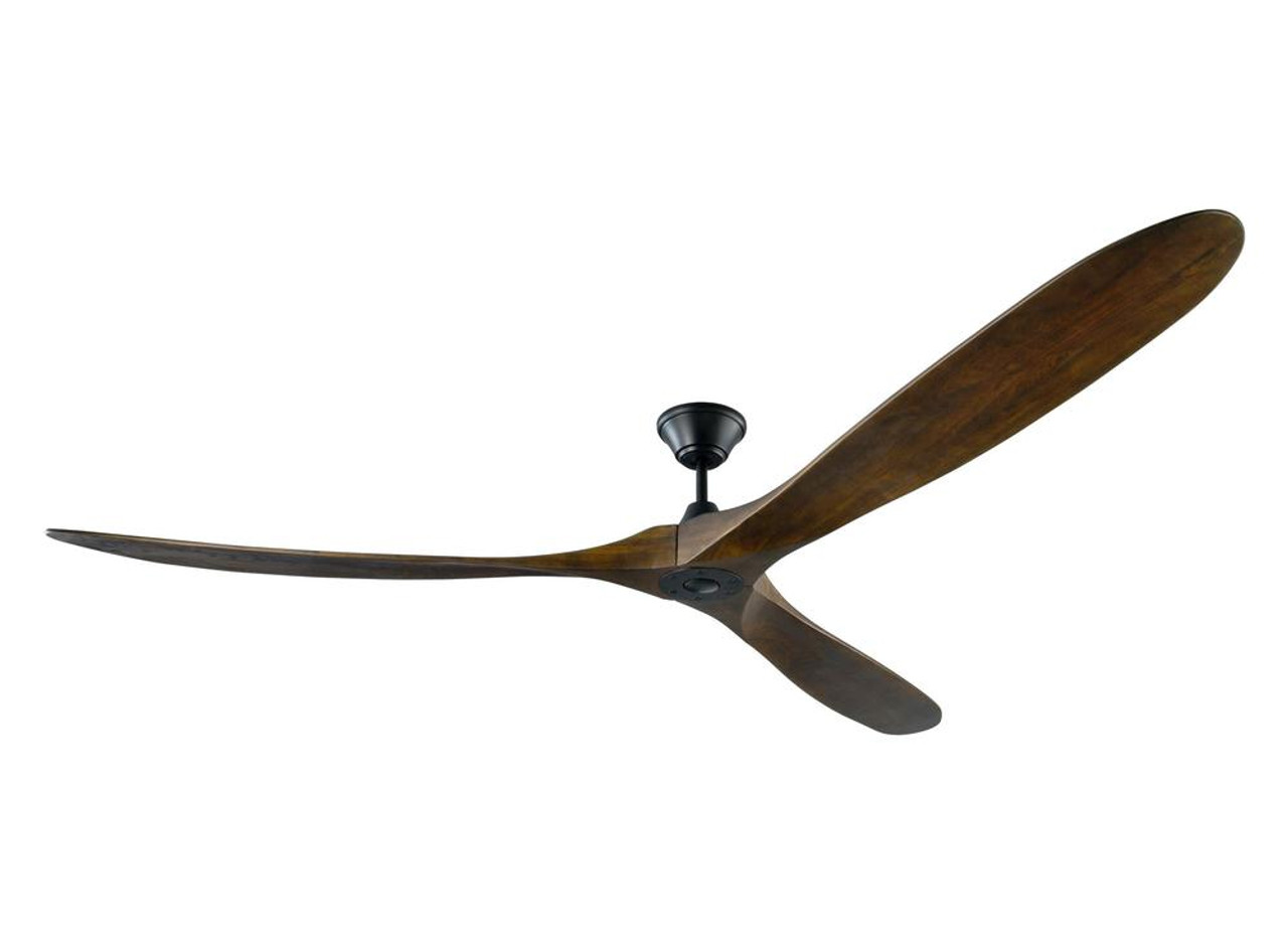 Maverick Super Max Ceiling Fan, 3-Blade, Matte Black, Walnut Blades, 88