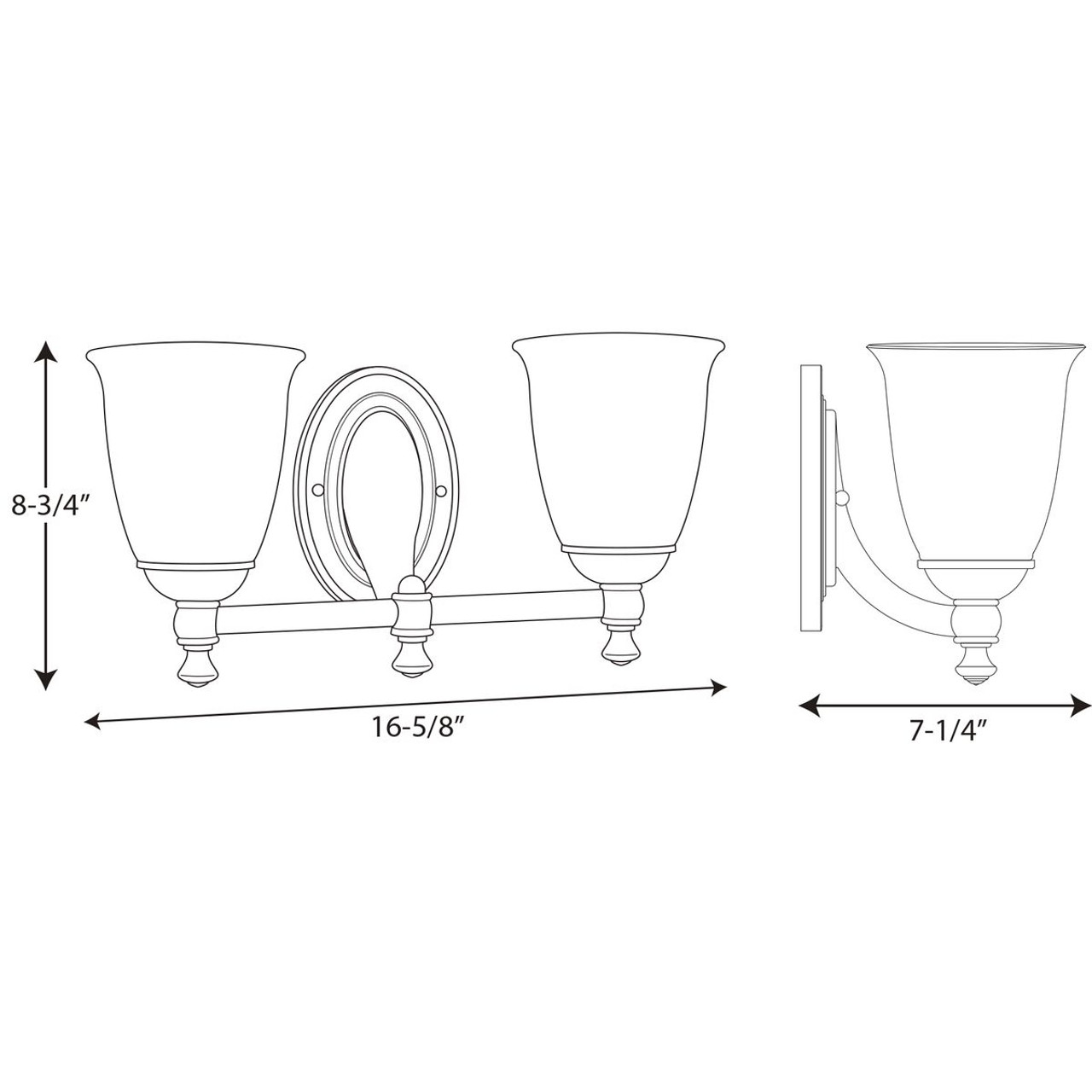 P3028-15 2-100W MED BATH BRKT, Progress P3028-15 13CJW Progress Vanity  Light