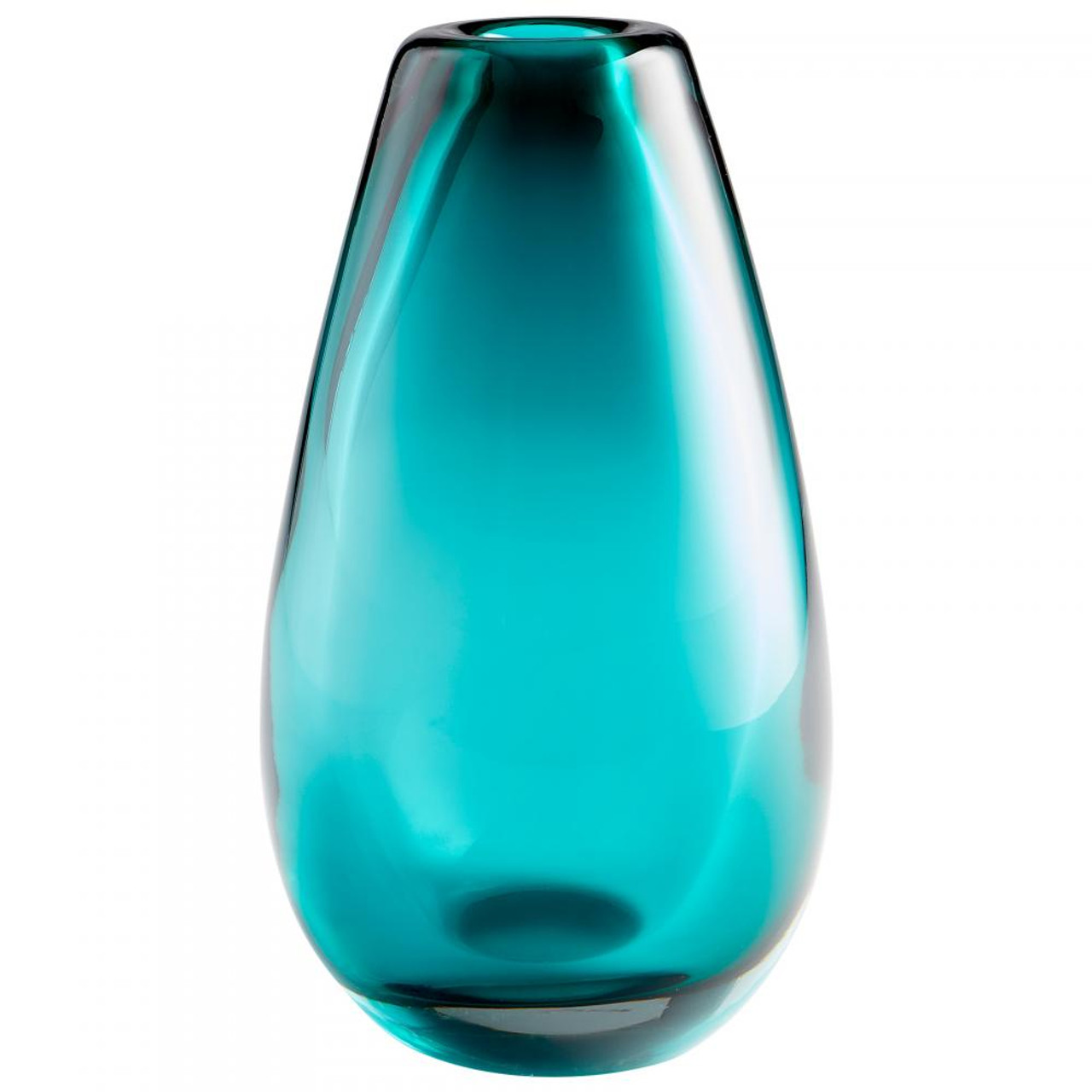 Large Blown Ocean Vase, Blue, Glass, 14.25