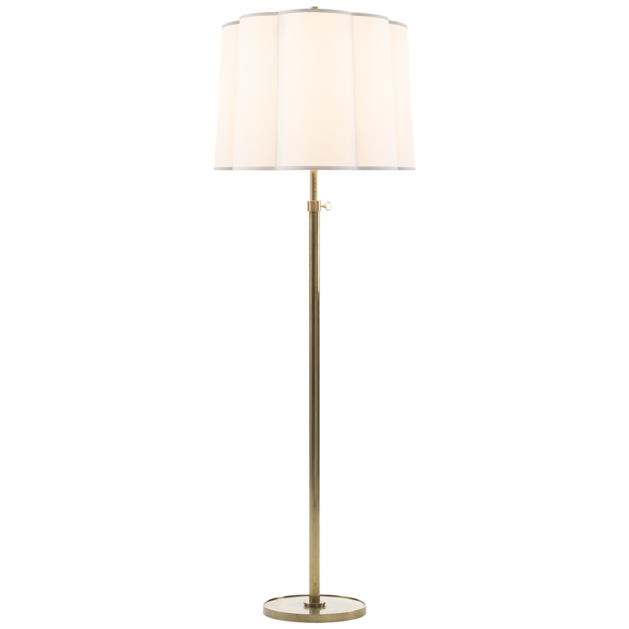 Visual Comfort Simple Adjustable Floor Lamp with Silk Scalloped Shade -  Soft Brass