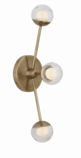 Visual Comfort & Co. Signature Collection Alloway Triple Linear Sconce, 1-Light, LED, Soft Brass, 19"H (KS 2230SB-CG CWZ52) 