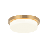 Matteo Lighting Durham Flush Mount, 1-Light, LED, Aged Gold Brass, White Glass Shade, 15.75"W (M15902AG 3060LPP) 