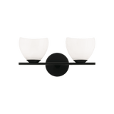 Matteo Lighting Uptowne Bath Vanity Light, 2-Light, Black, Opal Glass Shade, 14.13"W (S04202BKOP 3060LQM) 