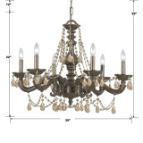 Crystorama Paris Market Chandelier - Venetian Bronze, Golden Teak Swarovski 22"H 