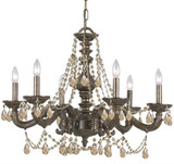 Crystorama Paris Market Chandelier - Venetian Bronze, Golden Teak Swarovski 22"H 