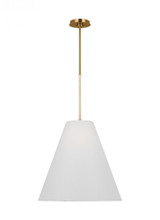 Visual Comfort & Co. Studio Collection Remy Pendant, 1-Light, Burnished Brass, White Linen Shade, 19"W (AEP1041BBS 706X39N) 