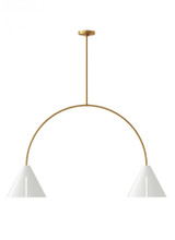 Visual Comfort & Co. Studio Collection Cambre Large Linear Chandelier, 2-Light, LED, Matte White And Burnished Brass, 6"W (KC1102MWTBBS-L1 706X48H) 