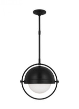 Visual Comfort & Co. Studio Collection Bacall Large Pendant, 1-Light, Aged Iron, Milk White Shade, 15.5"W (TP1101AI 706X55A) 