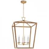 Visual Comfort & Co. Signature Collection Darlana X-Large Wrapped Lantern, 6-Light,  Antique-Burnished Brass, Natural Rattan, 42"H (CHC 5881AB/NRT D02TA) 
