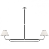 Visual Comfort & Co. Signature Collection Rigby Large Linear Chandelier, 2-Light, LED, Polished Nickel, Ebony, Linen Shade, 54.25"W (MF 5059PN/EB-L D03QL) 