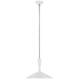 Visual Comfort & Co. Signature Collection Rosetta Large Pendant, 1-Light, LED, Matte White, Hand-Rubbed Antique Brass, 18"W (ARN 5541WHT/HAB D03RJ) 