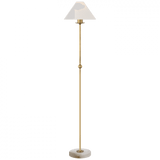 Visual Comfort & Co. Signature Collection Caspian Medium Floor Lamp, 1-Light, LED, Antique-Burnished Brass, Alabaster, Linen Shade, 51.75"H (CHA 9145AB/ALB-L D03RV) 