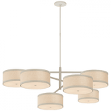 Visual Comfort & Co. Signature Collection Walker Grande Offset Chandelier, 18-Light, LED, Light Cream, Natural Linen Shade, 53"W (KS 5073LC-NL D03T4) 