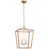 Visual Comfort & Co. Signature Collection Darlana Medium Wrapped Lantern, 4-Light, Antique-Burnished Brass, Natural Rattan, 24.5"H (CHC 5877AB/NRT D03TN) 